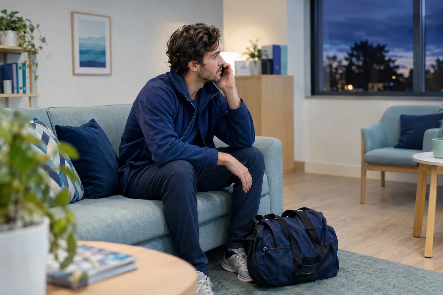 Photo of a person on a Friday night calling to book a massage