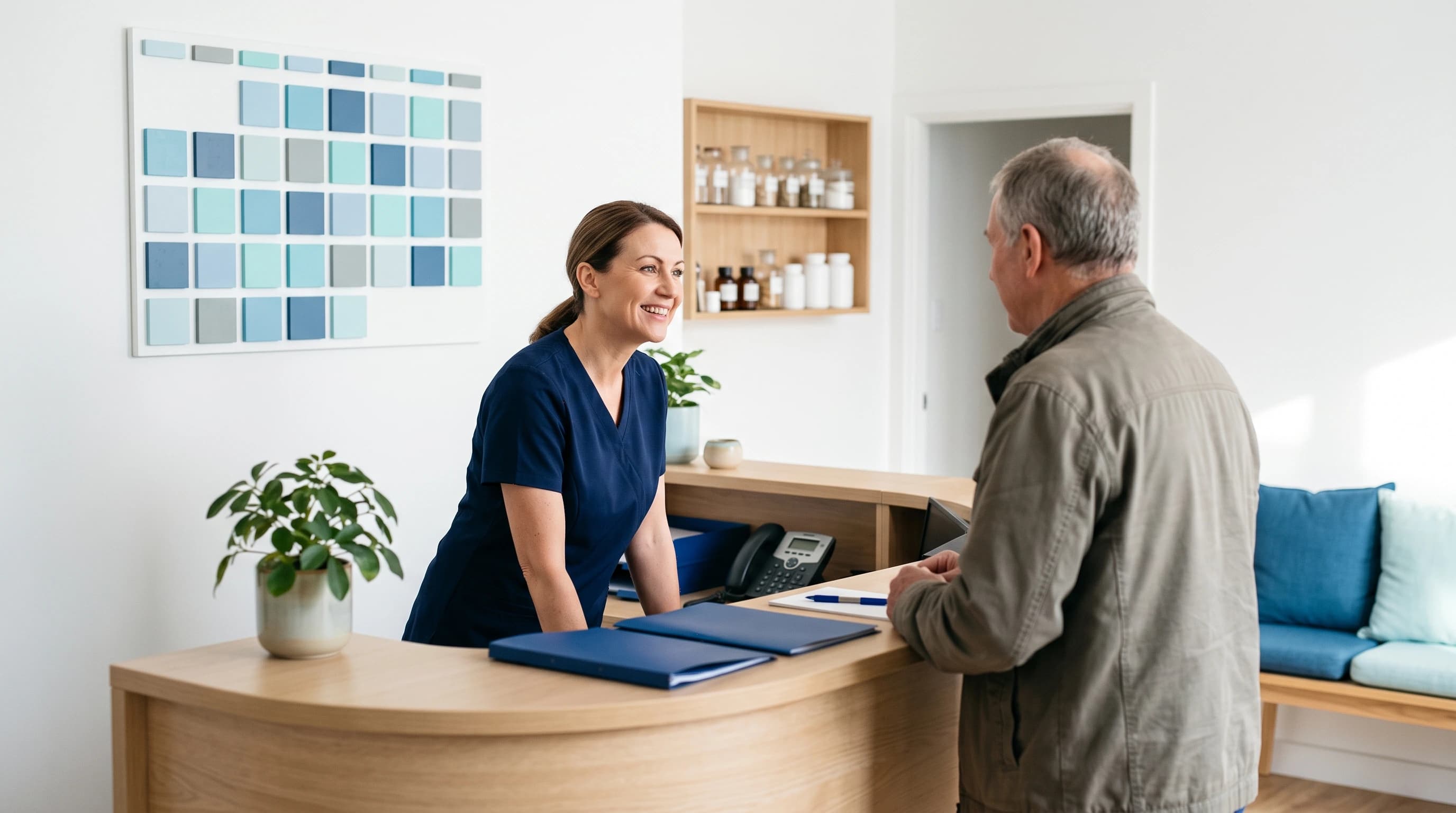 Photo of a naturopathy clinic reception running smoothly