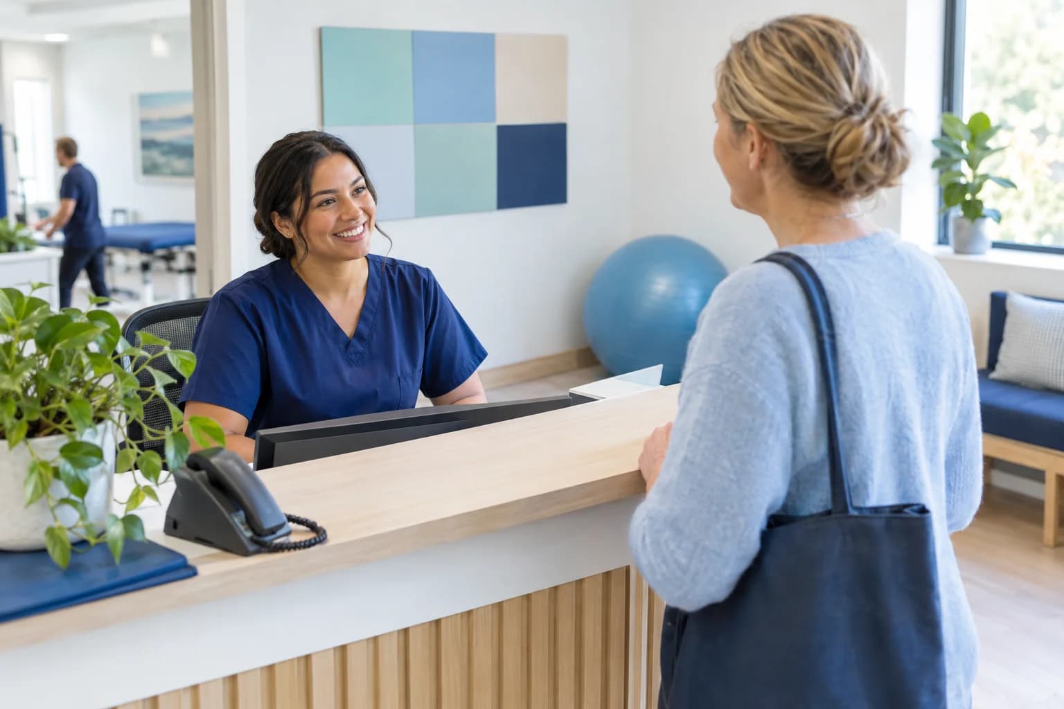 Photo of a physiotherapy clinic reception running smoothly