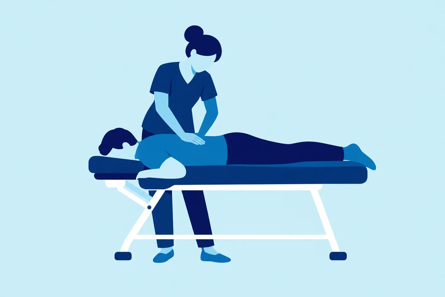 Illustration of a chiropractor working on a patient's back
