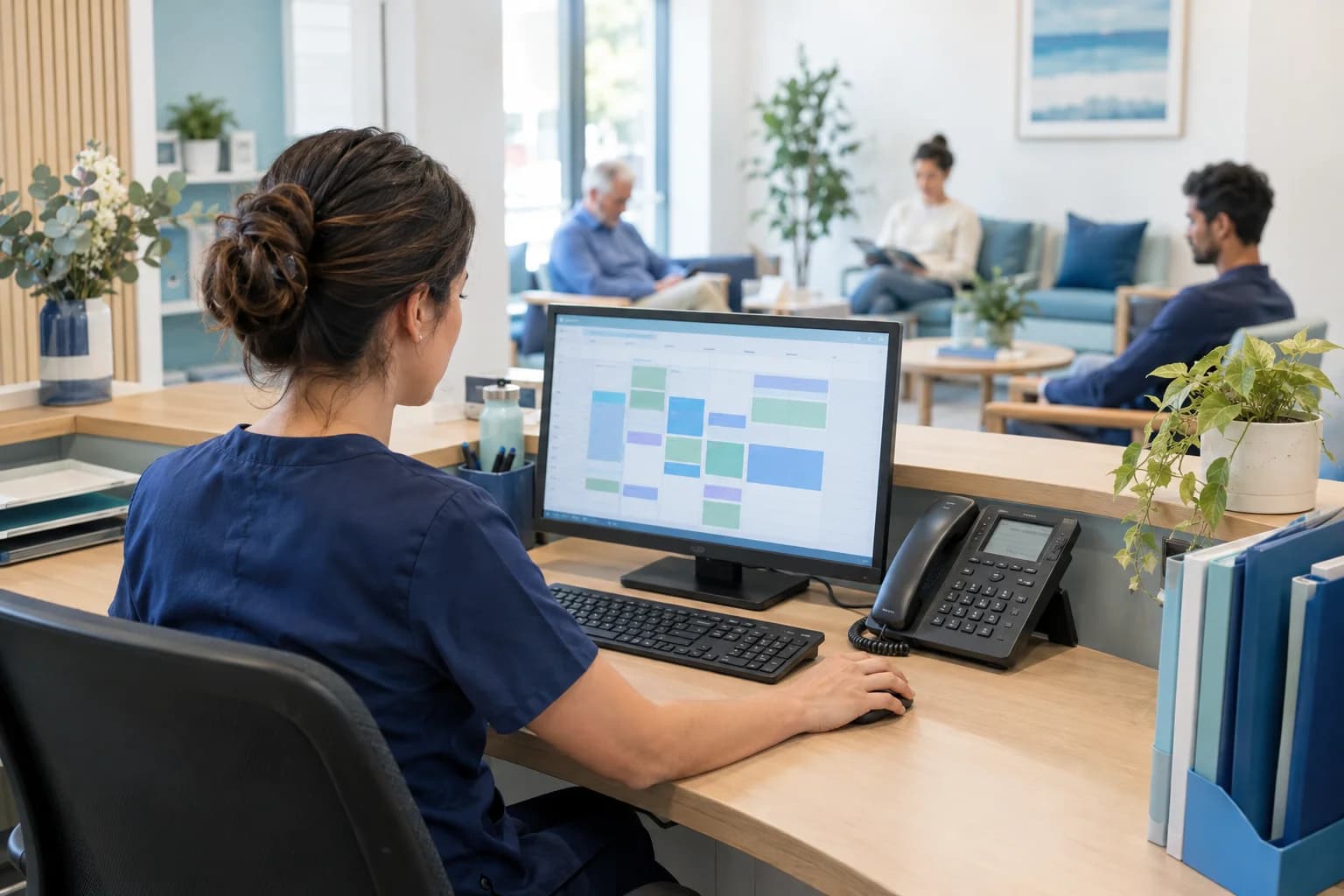 Photo of a phone call becoming a booking in a clinic calendar