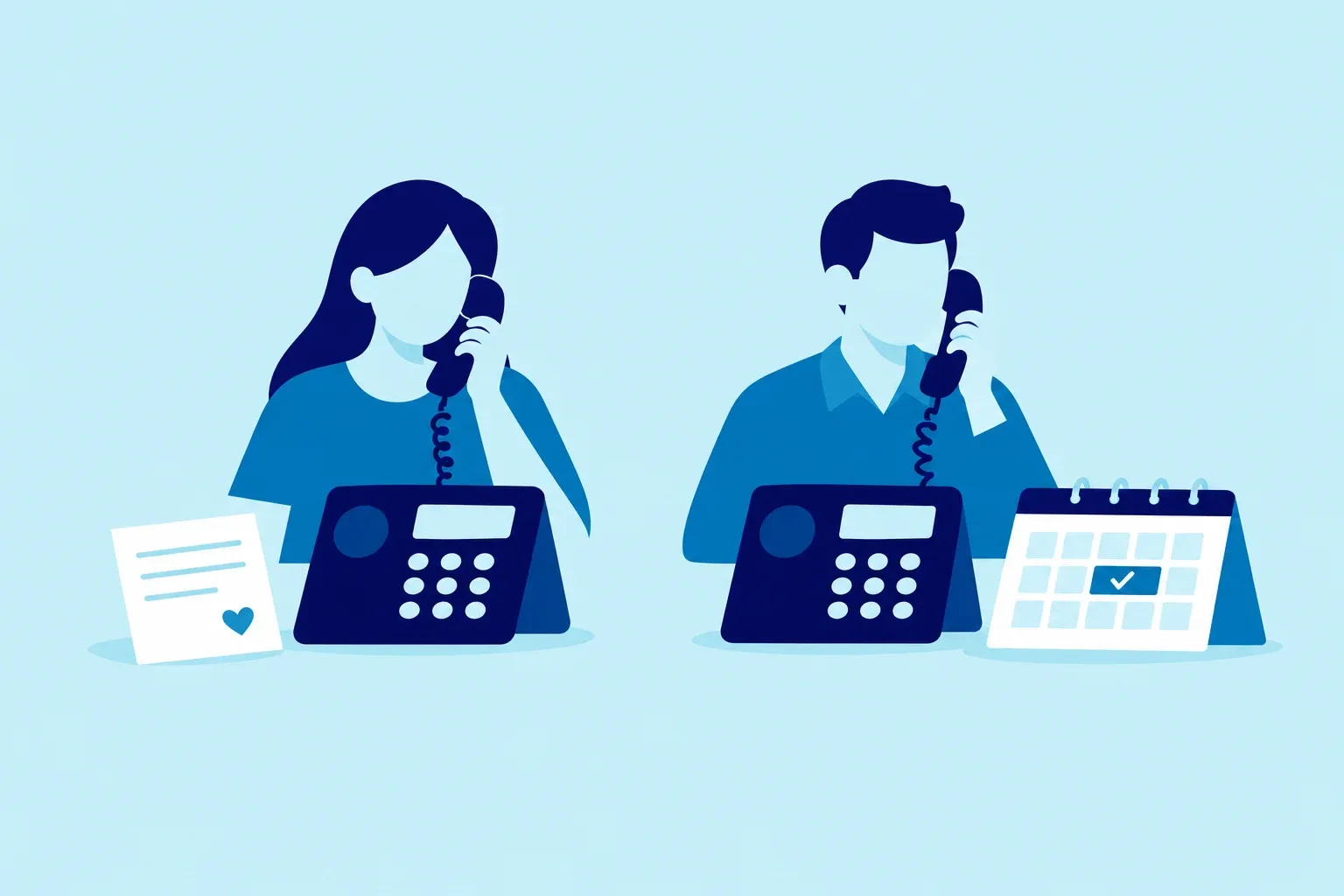 Illustration of a message note compared with a booked calendar slot