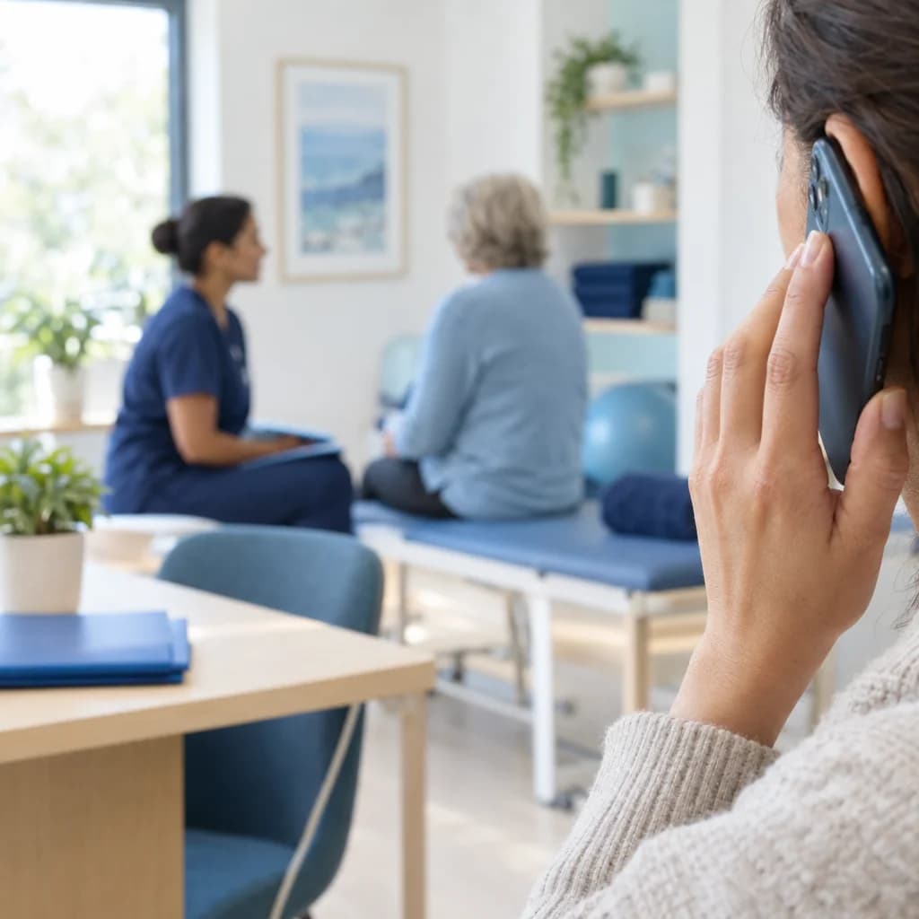 Photo of a person's hand holding a phone during a call